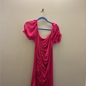 SHEIN Fuchsia Ribbed Ruched Dress